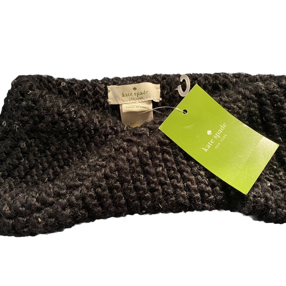 Kate Spade Sequin Knit Twisted Headband - Black w/ Sequins